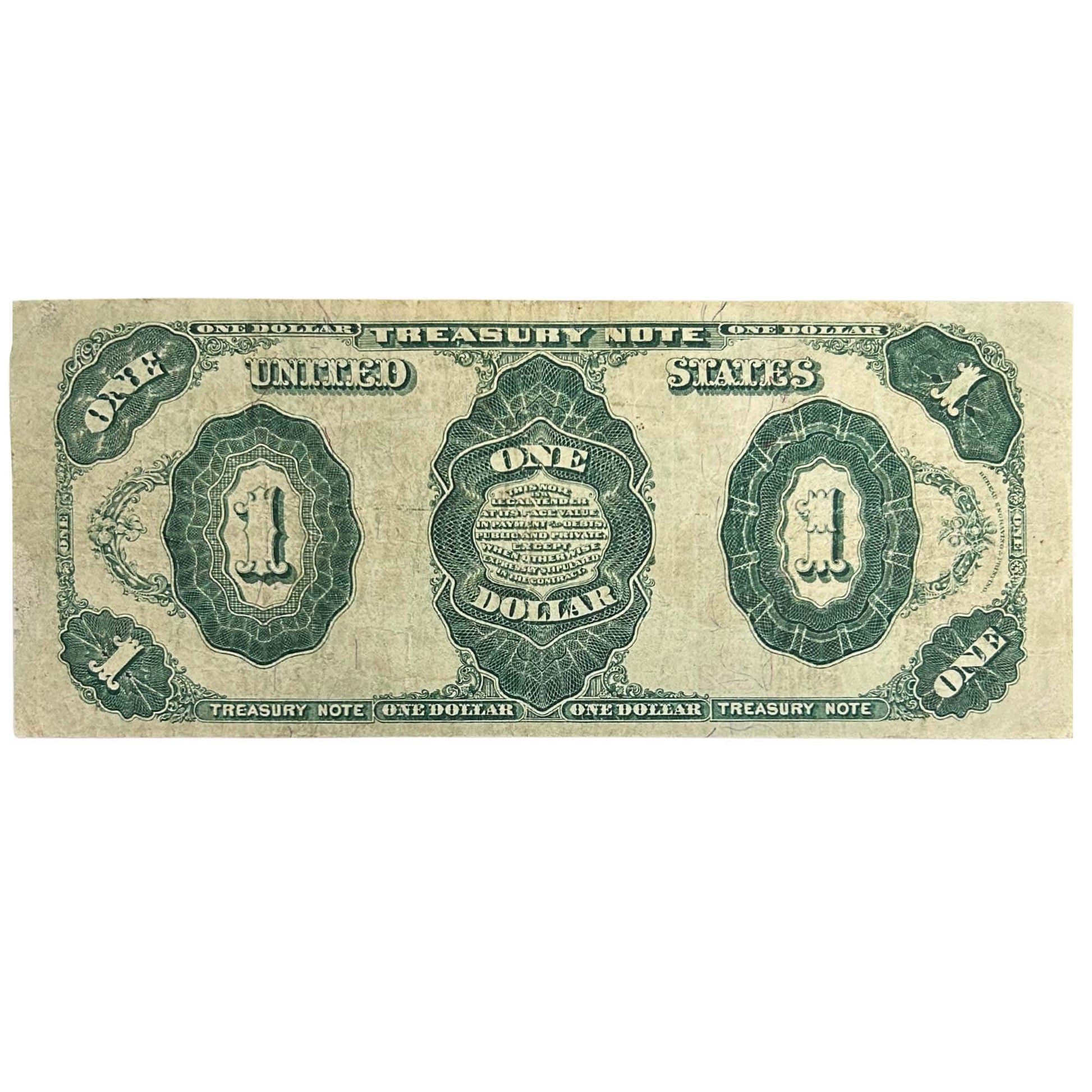 1891 Treasury Note $1 Back 