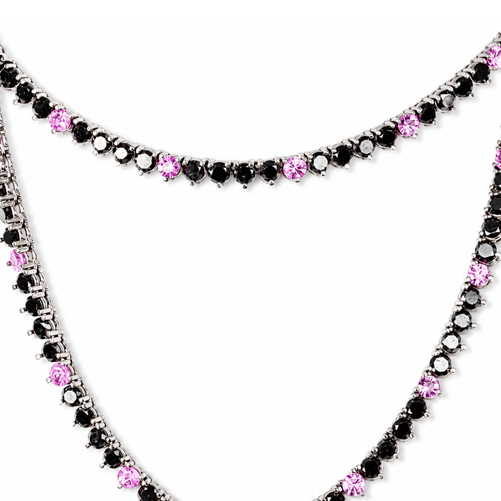 18K White Gold Black Moissanite & Pink Stone Tennis Necklace
Gold & Silver Pawn Shop