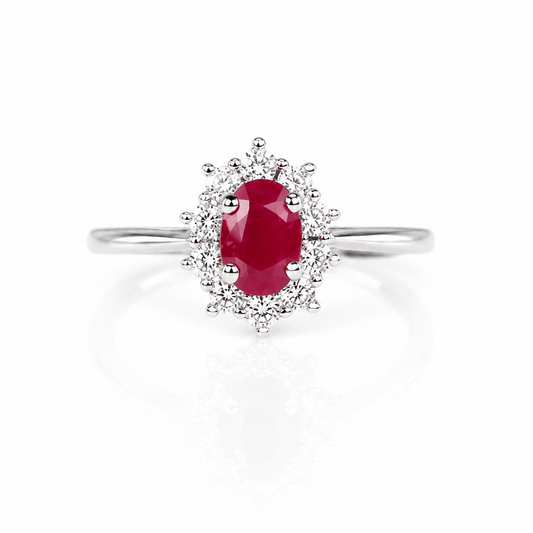 18K White Gold Ruby & Diamond Cluster Halo Ring
Gold & Silver Pawn Shop