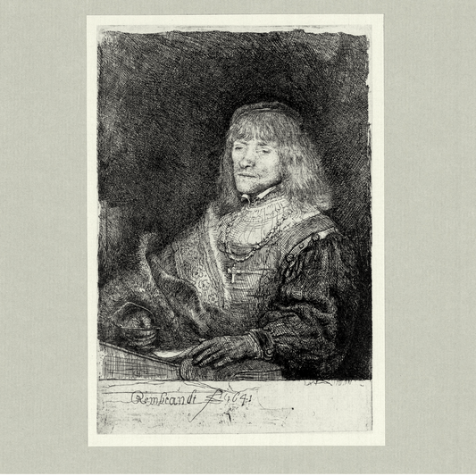 Rembrandt Van Rijn; Man at a Desk wearing a Cross and Chain Art G S Pawn