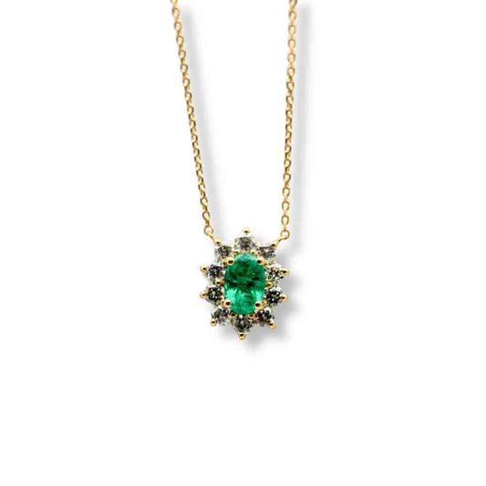 18K Yellow Gold 2.3G Emerald Necklace Thumbnail