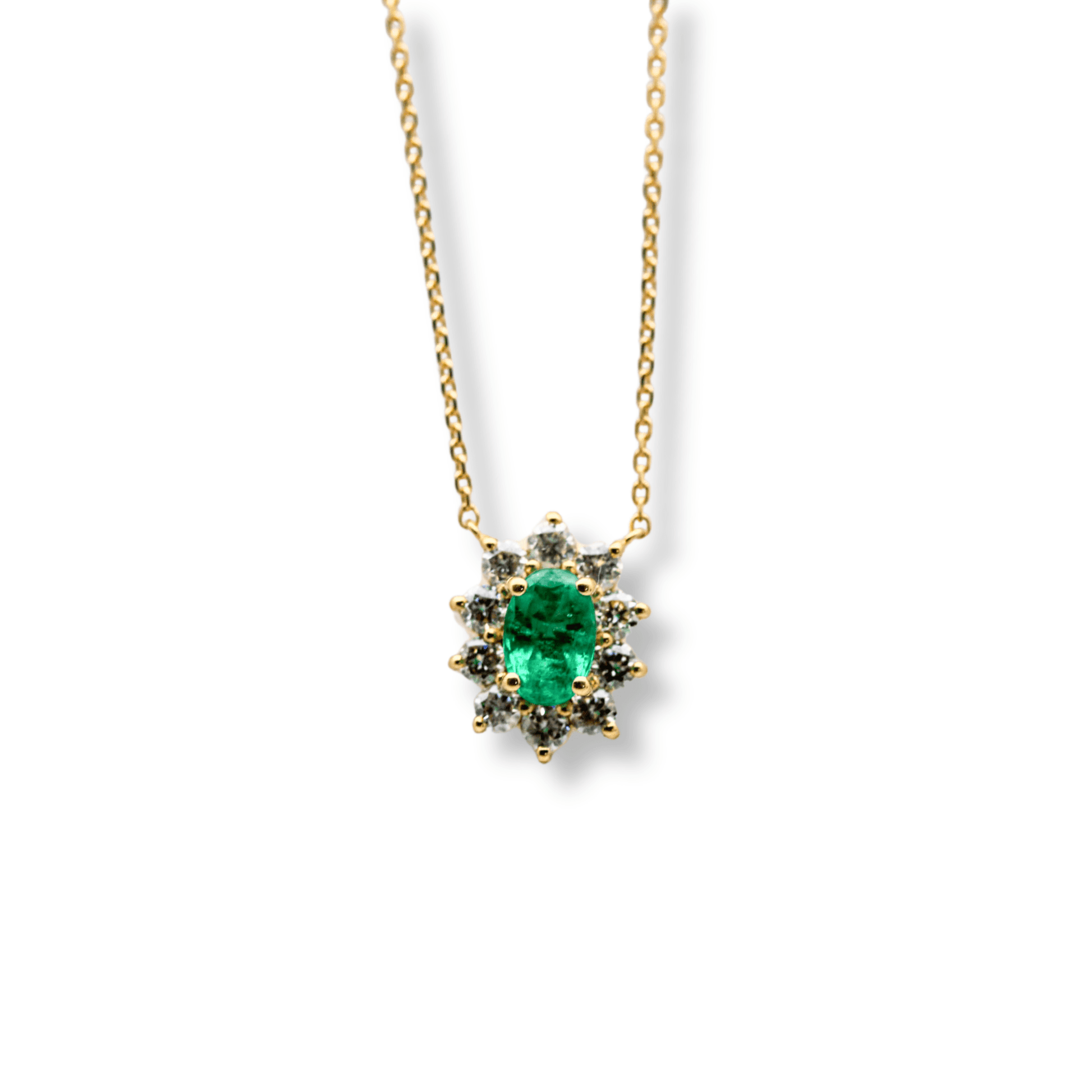 18K Yellow Gold 2.3G Emerald Necklace