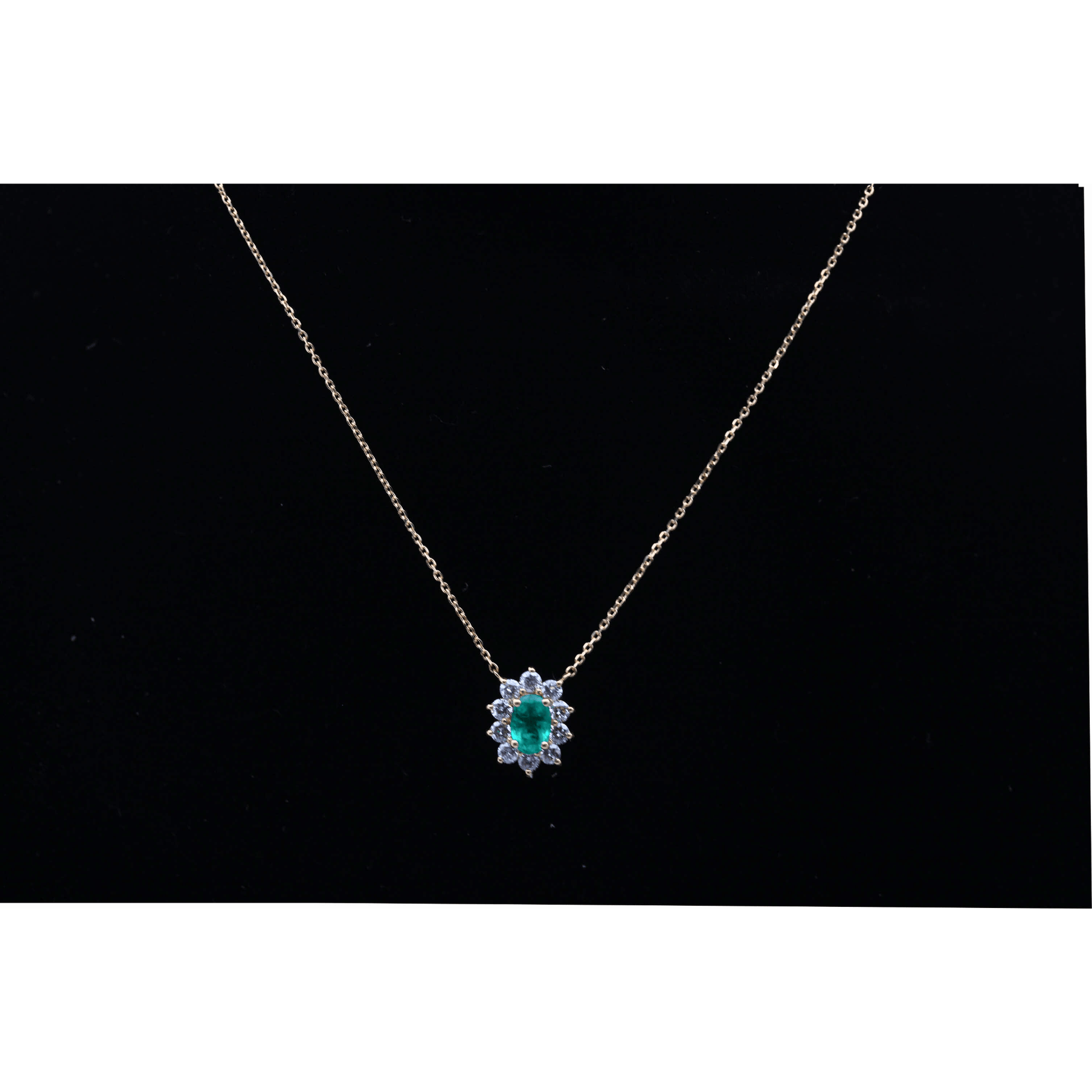 18K Yellow Gold 2.3G Emerald Necklace 