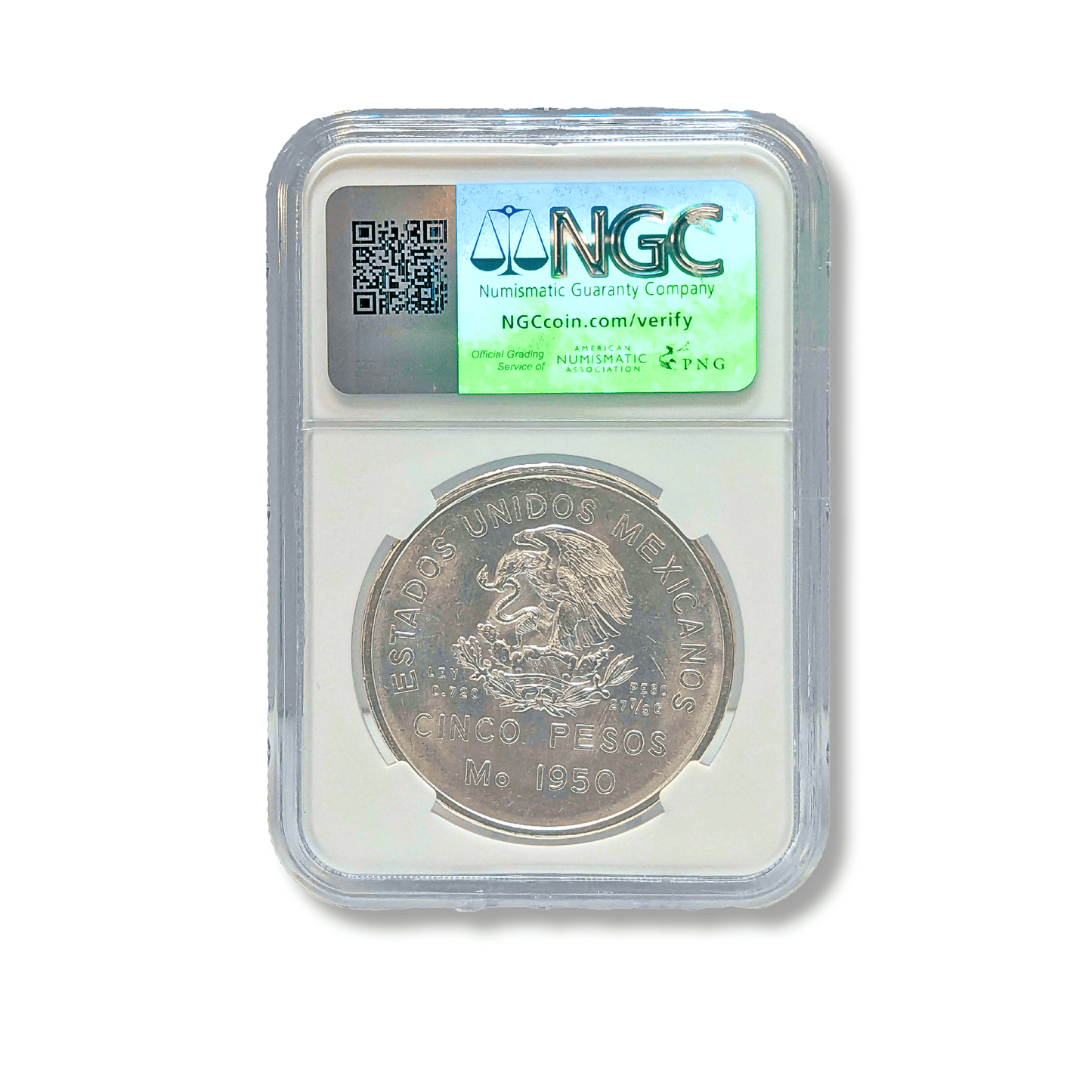 1950Mo Mexican S5P Southeastern Railrod NGC MS63 Back 