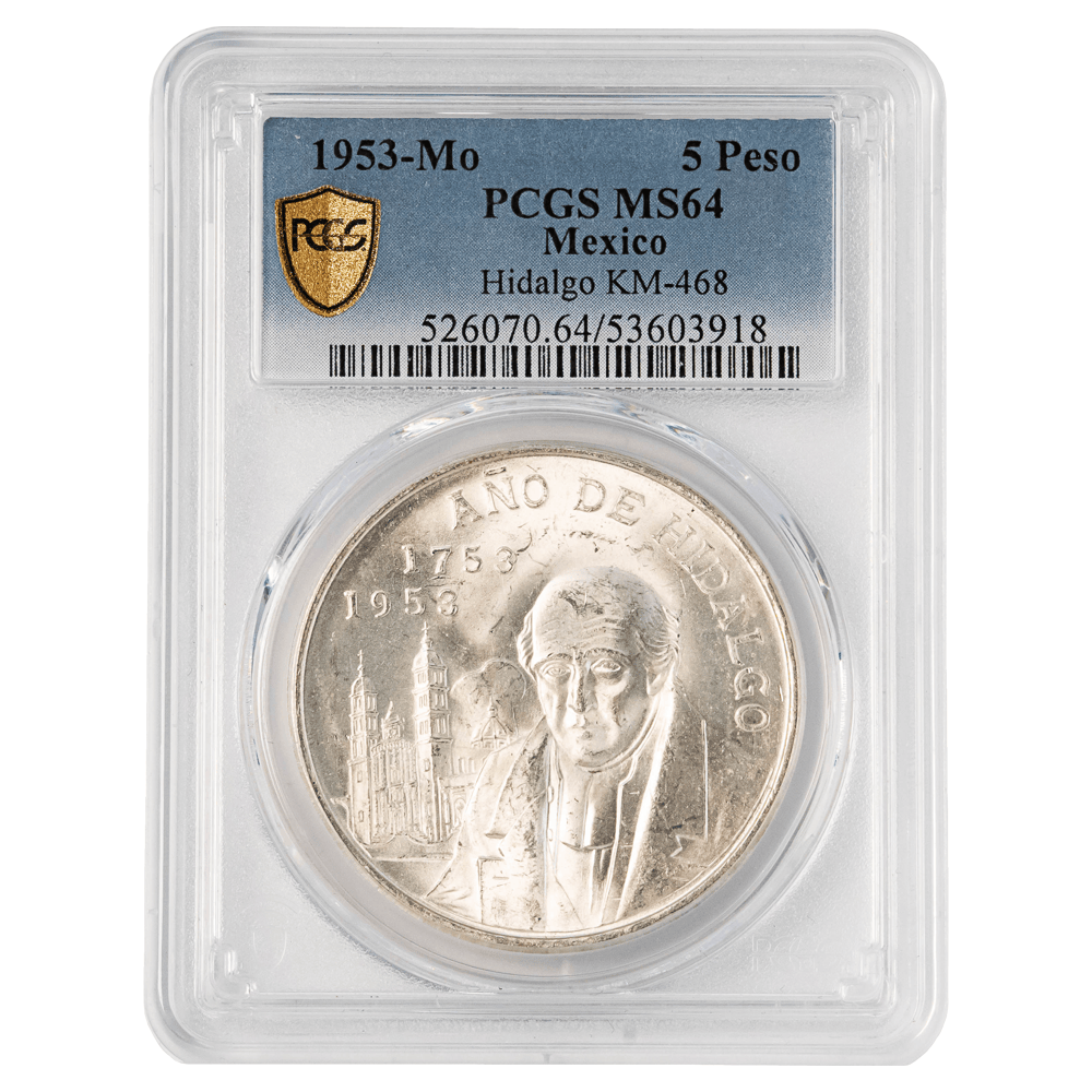 1953-Mo Mexico Hidalgo 5 Pesos Silver Coin PCGS MS64
Gold & Silver Pawn Shop
