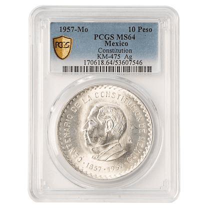 1957-Mo Mexico 10 Pesos Silver Coin PCGS MS64
Gold & Silver Pawn Shop