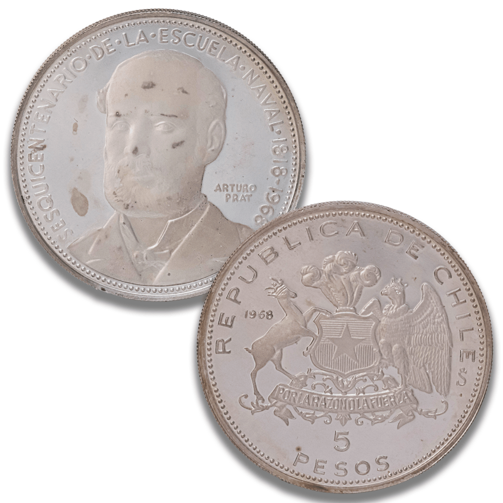 1968 Chile 5 Pesos Arturo Prat Naval Academy .999 Fine Silver Proof Coin
Gold & Silver Pawn Shop