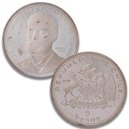1968 Chile 5 Pesos Arturo Prat Naval Academy .999 Fine Silver Proof Coin
Gold & Silver Pawn Shop
