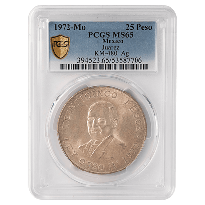 1972-Mo Mexico Juárez 25 Pesos Silver Coin PCGS MS65
Gold & Silver Pawn Shop