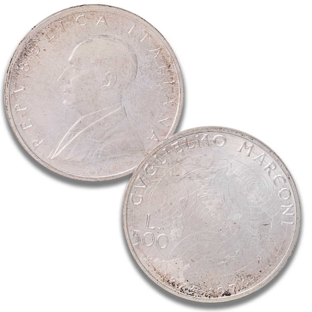 1974 Italy 500 Lire Guglielmo Marconi Centennial Silver Coin Gold & Silver Pawn Shop