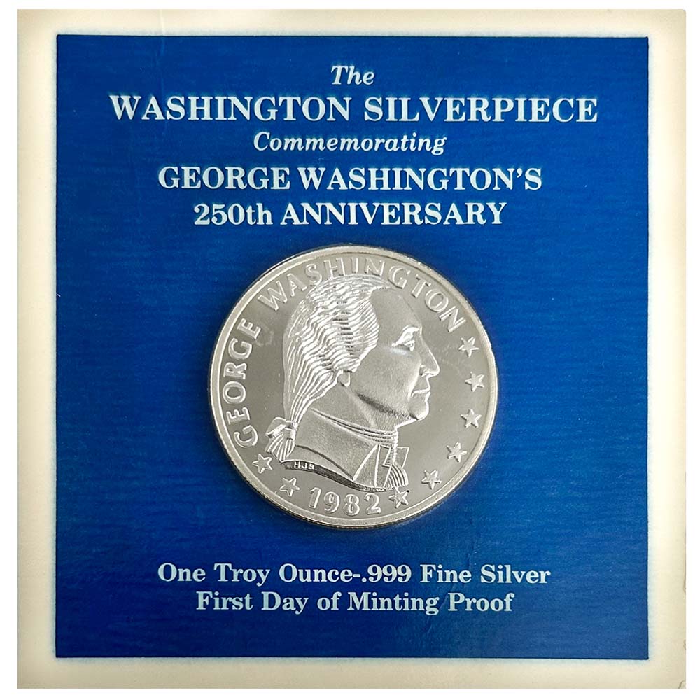 1982 Columbia Mint George Washington 1oz .999 Fine Silver Front