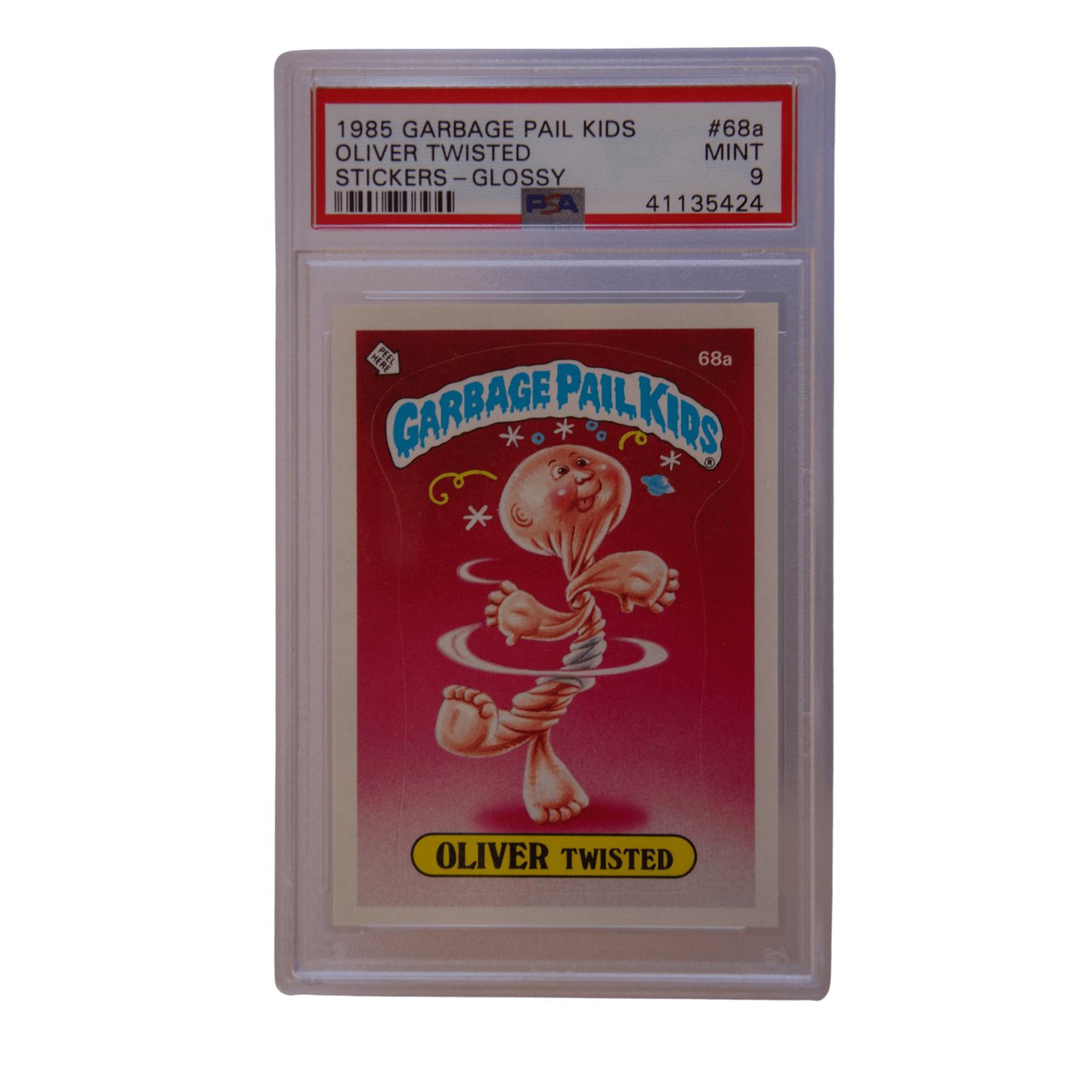 1985 Garbage Pail Kids PSA 9 Oliver Twisted - Sticker Glossy Front