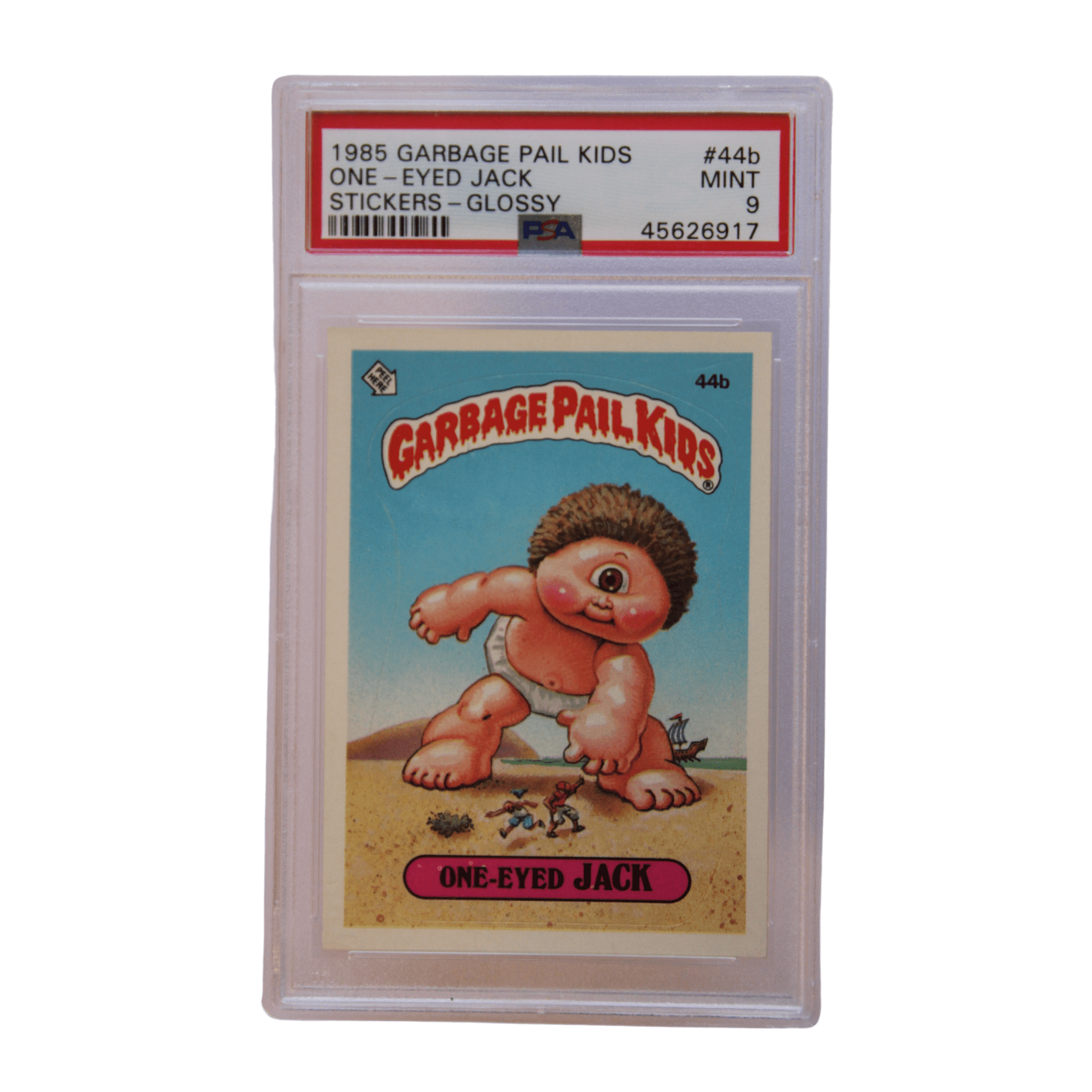 1985 Garbage Pail Kids PSA 9 One-Eyed Jack - Sticker Glossy 