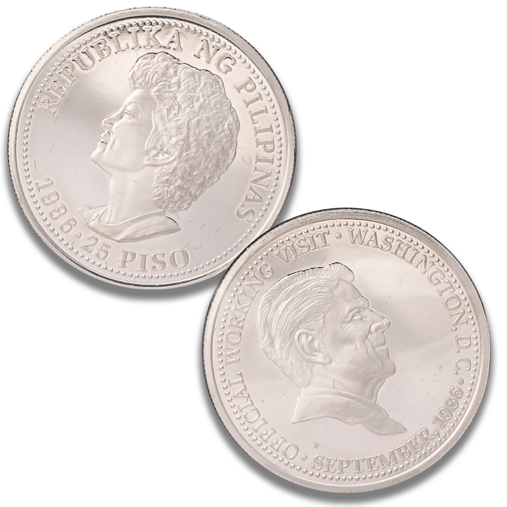 1986 Philippines Corazon Aquino Ronald Reagan 25 Piso Sterling Silver Coin
Gold & Silver Pawn Shop