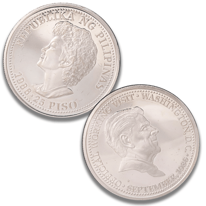 1986 Philippines Corazon Aquino Ronald Reagan 25 Piso Sterling Silver Coin
Gold & Silver Pawn Shop