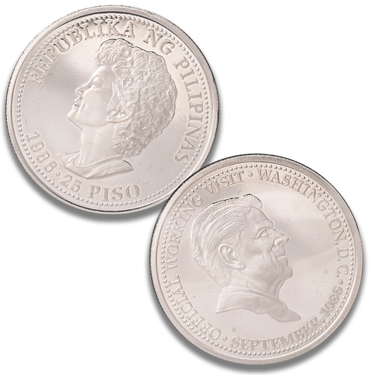 1986 Philippines Corazon Aquino Ronald Reagan 25 Piso Sterling Silver Coin
Gold & Silver Pawn Shop