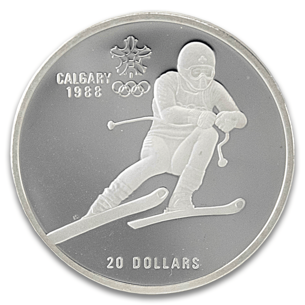 1988 Calgary Winter Olympics Downhill Skiing Commemorative Silver Coin
Gold & Silver Pawn Shop