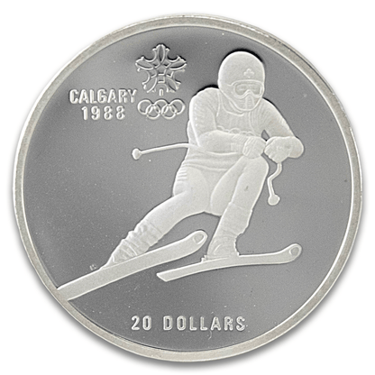 1988 Calgary Winter Olympics Downhill Skiing Commemorative Silver Coin
Gold & Silver Pawn Shop