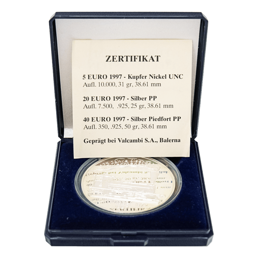 1997 Liechtenstein 20 Euro 125 Years of Railway .925 Silver Medal
Gold & Silver Pawn Shop