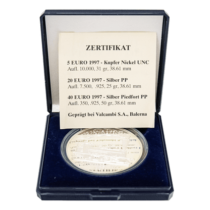 1997 Liechtenstein 20 Euro 125 Years of Railway .925 Silver Medal
Gold & Silver Pawn Shop