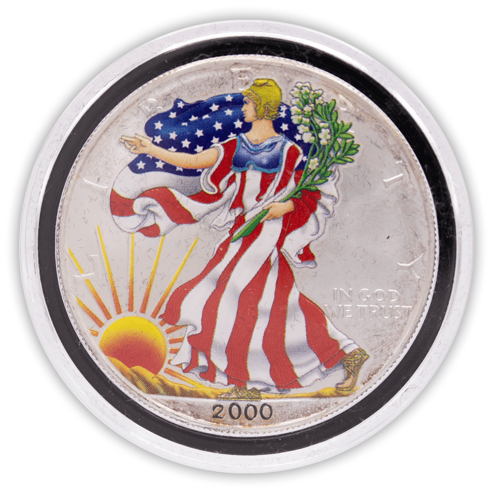 Colorized 2000 Walking Liberty Silver 1oz American Eagle Gold & Silver Pawn Shop