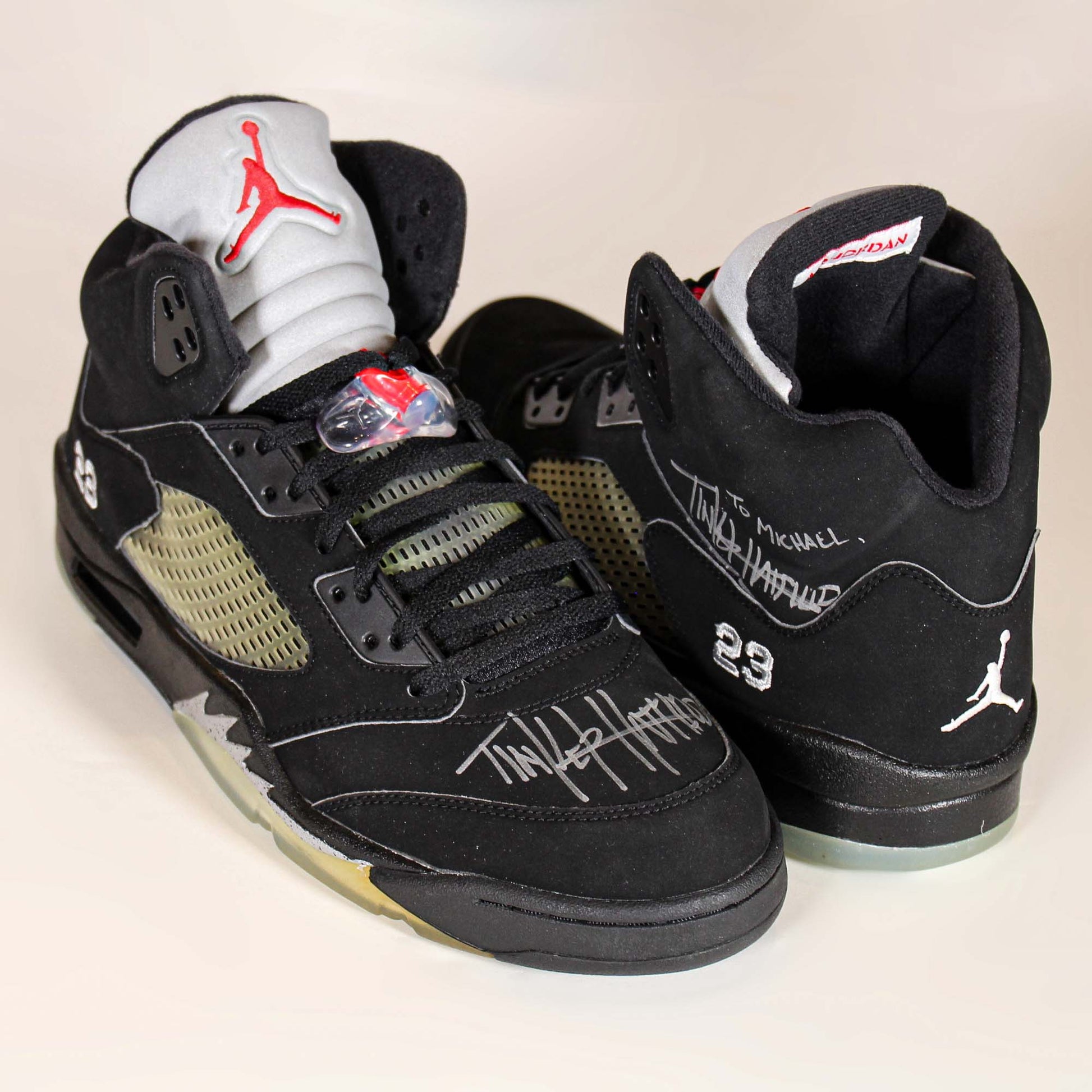 2008 Nike Air Jordan 5 Metallic Signed by Tinker Hatfield  Shoe