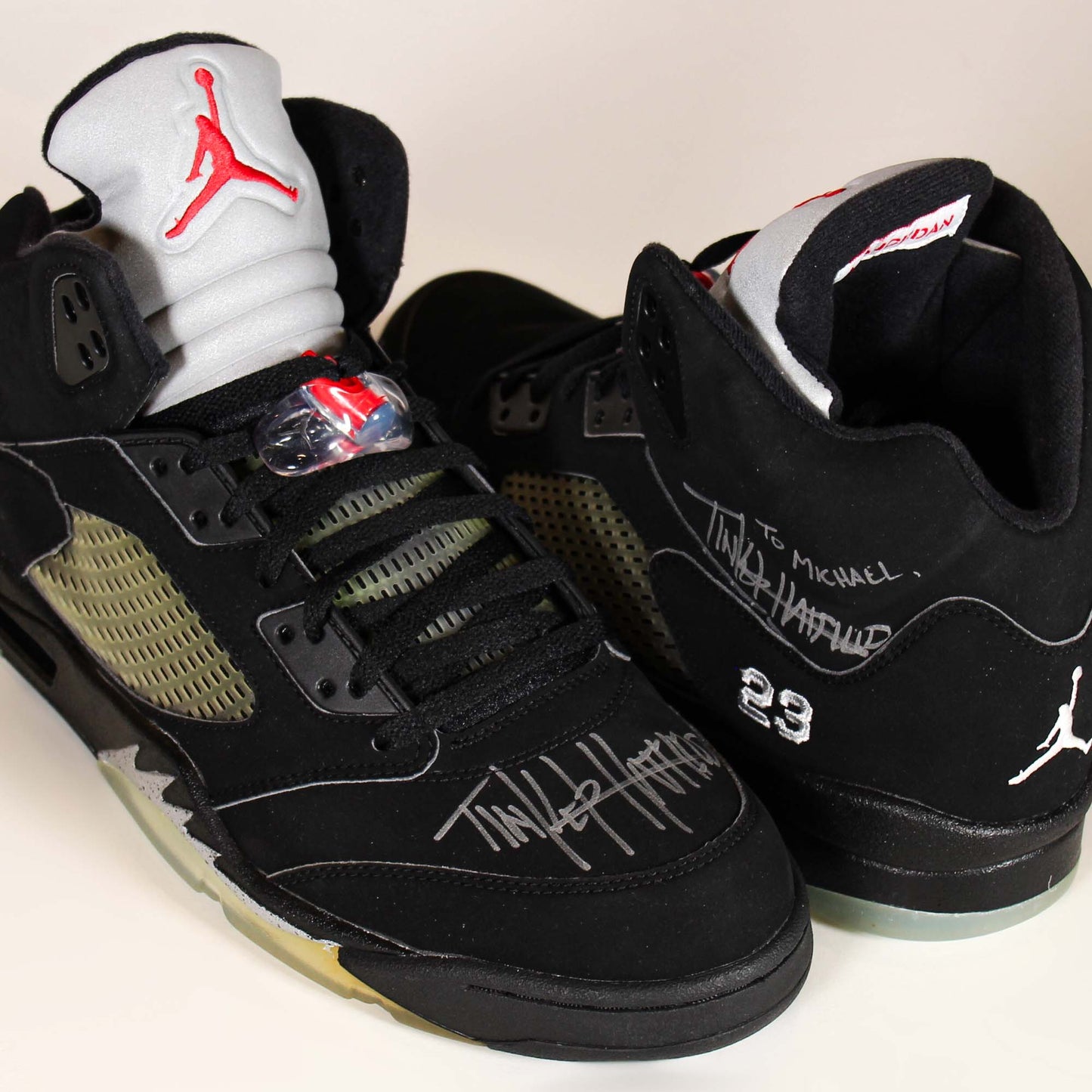 2008 Nike Air Jordan 5 Metallic Signed by Tinker Hatfield Autograph