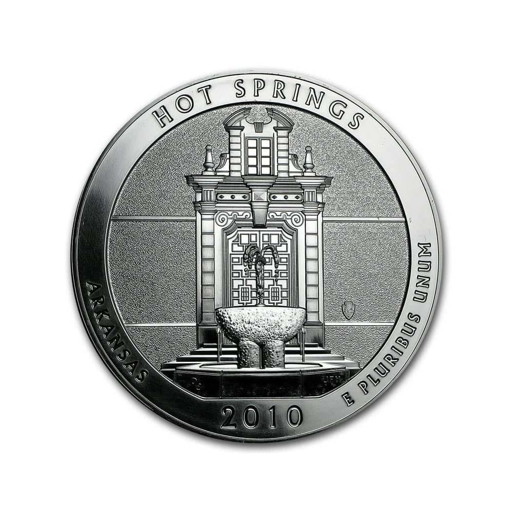 2010 America the Beautiful 5oz Silver Coin - Hot Springs NP