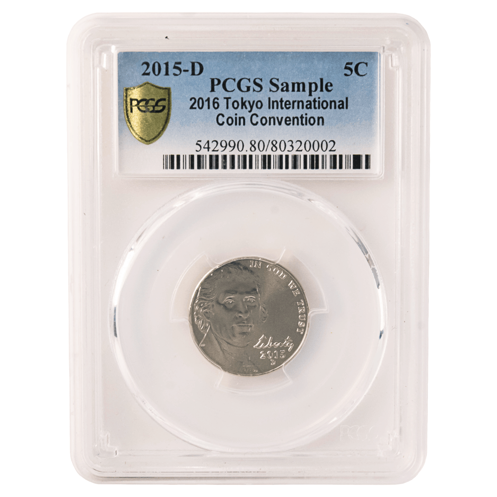2015-D Jefferson Nickel PCGS 2016 Tokyo Coin Convention Sample Gold & Silver Pawn Shop