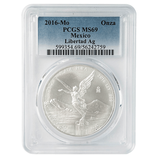 2016-Mo Mexico Silver Libertad 1 Onza Coin PCGS MS69
Gold & Silver Pawn Shop