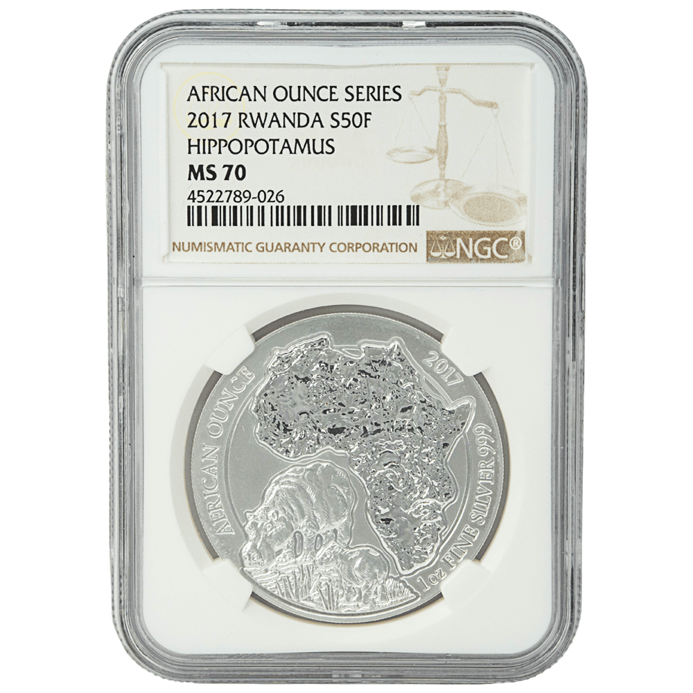 2017 Rwanda African Ounce Series Hippopotamus NGC
Gold & Silver Pawn Shop