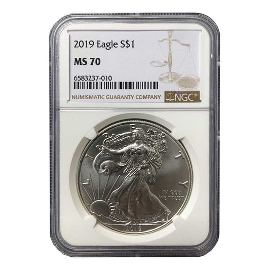 2019 US $1 Silver Eagle NGC MS70