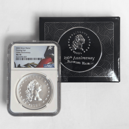 2024 Silver Medal Flowing Hair 230th Anniversary NCG MS 70 w/ Display Box