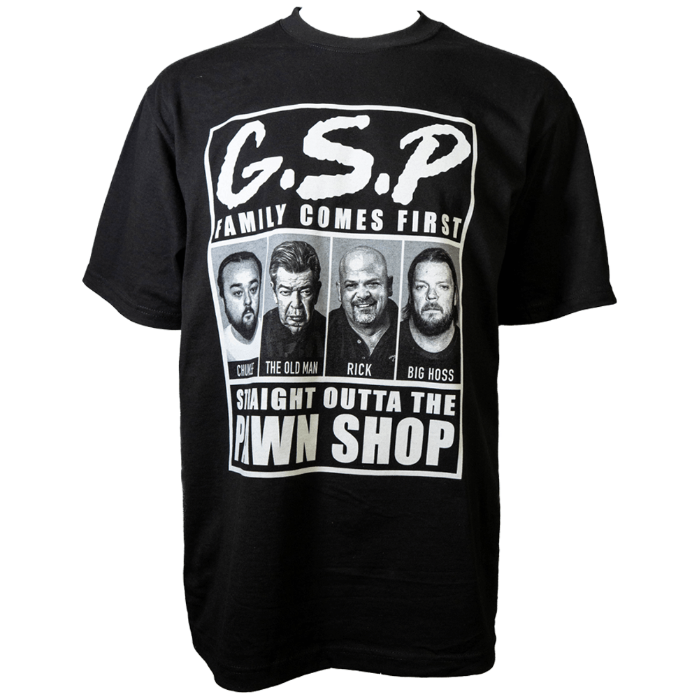 Straight Outta The Pawn Shop T-Shirt G S Pawn Small Family Comes First - Mugshots