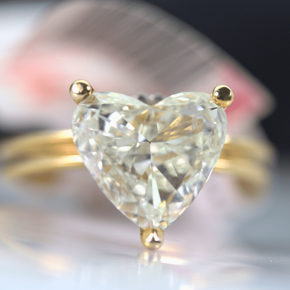 Heart Shaped Diamond 14k Ring 2.85 CTW Zoomed