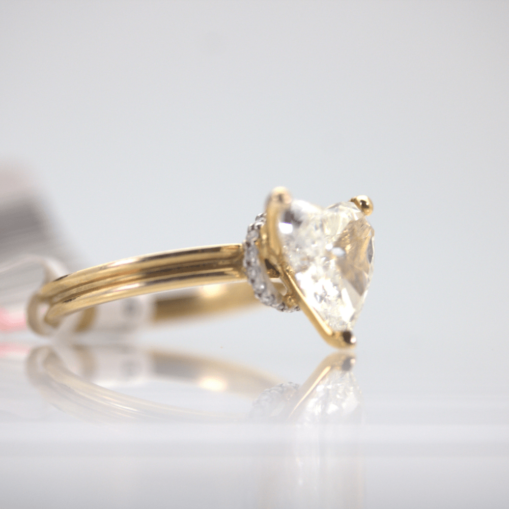 Heart Shaped Diamond 14k Ring 2.85 CTW Side Display View