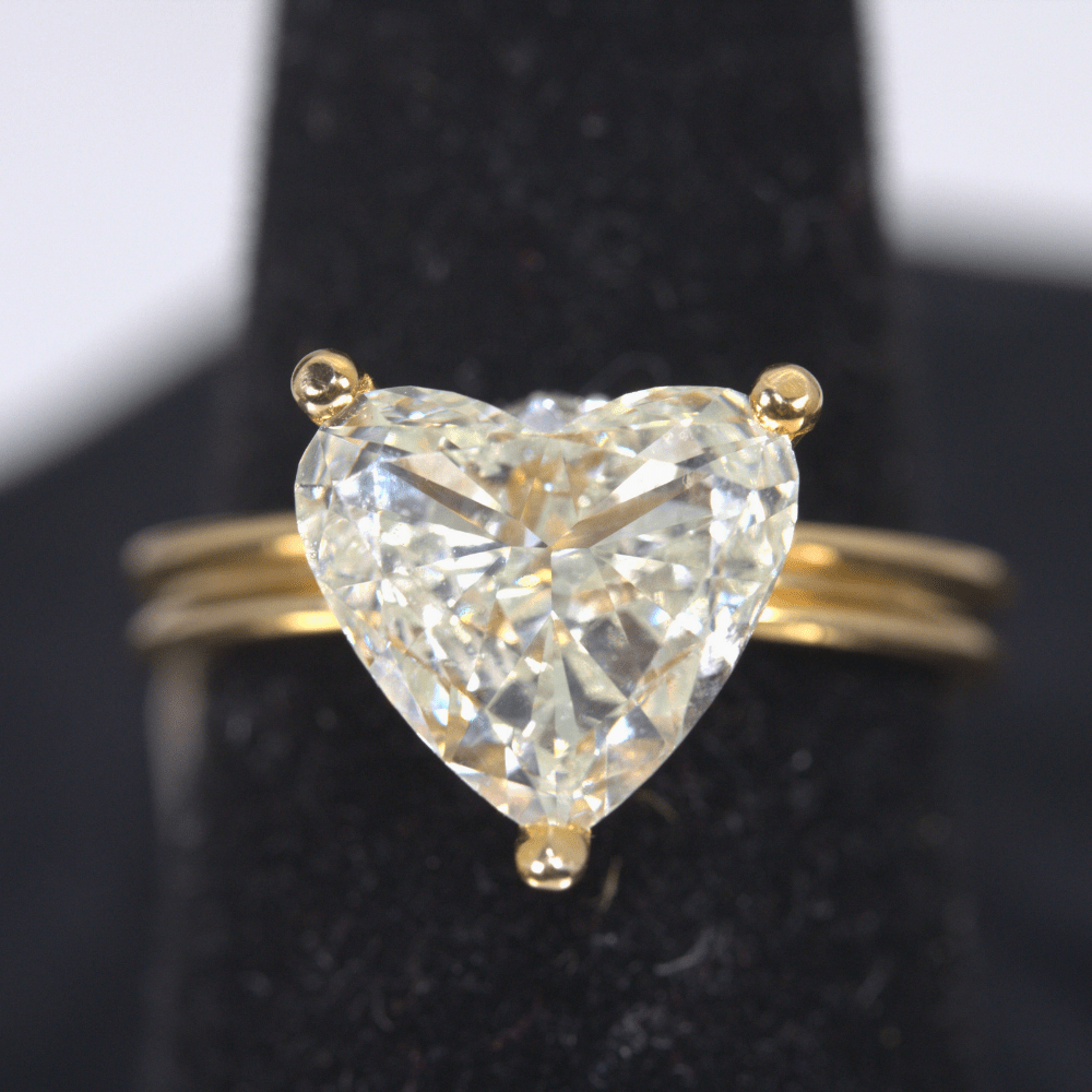 Heart Shaped Diamond 14k Ring 2.85 CTW Frontal Display View 