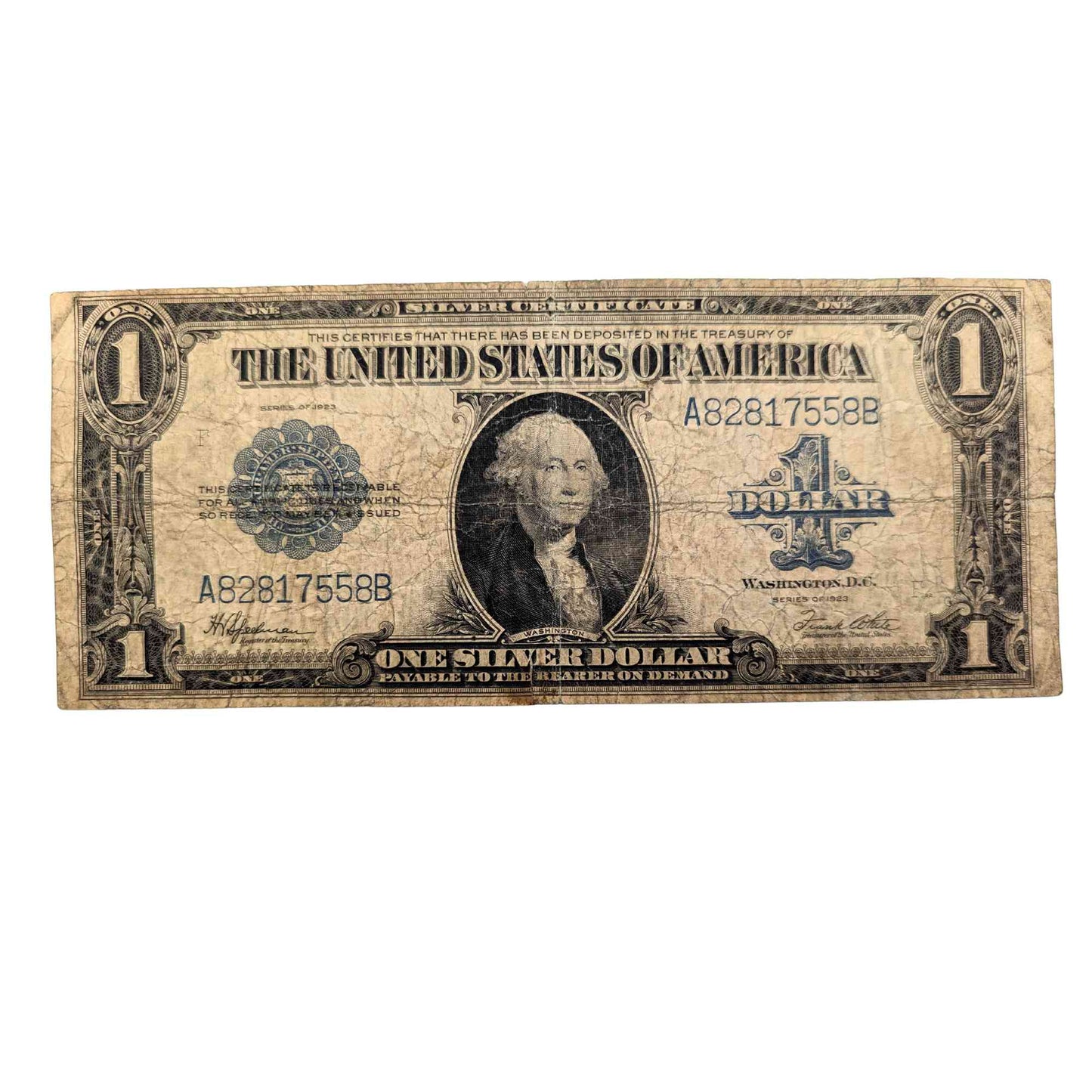 1923 US $1 Dollar Bill Front