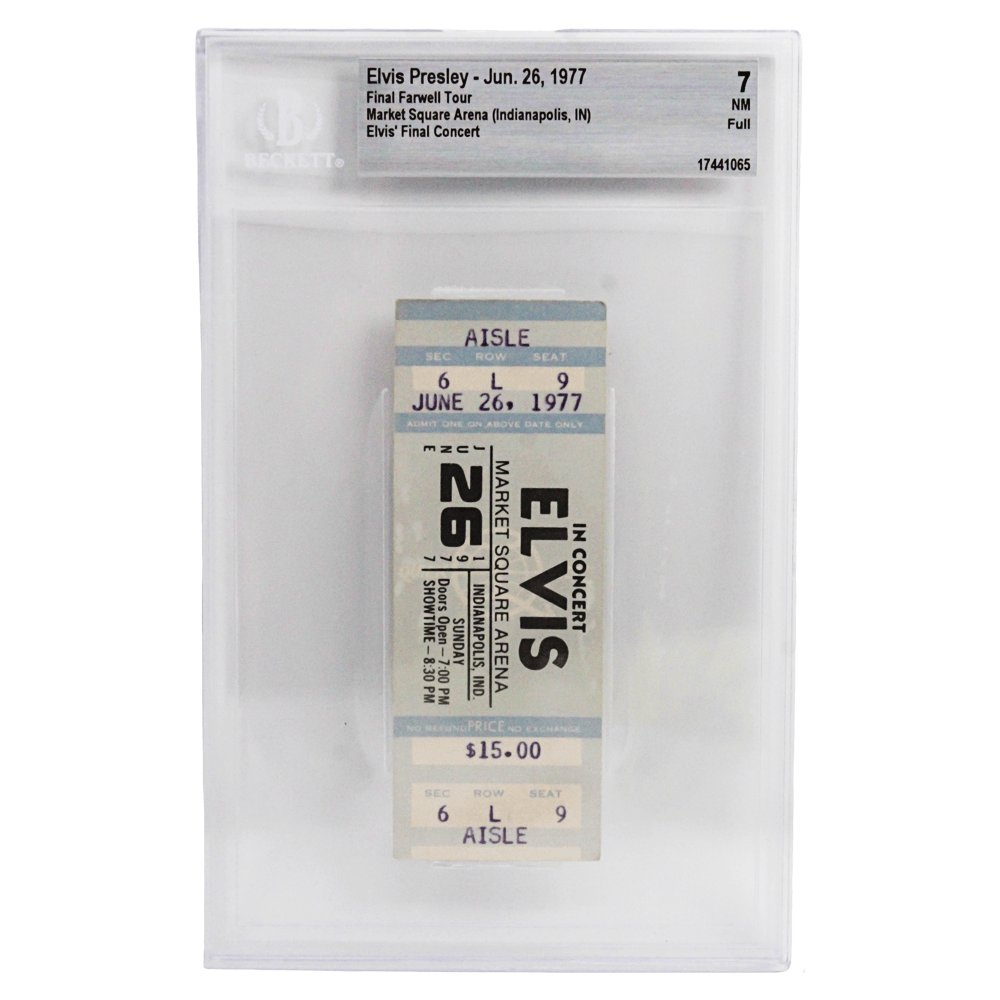 1977 Elvis Presley Final Concert Full Ticket Pair Gold & Silver Pawn Shop Single – Beckett NM 7
