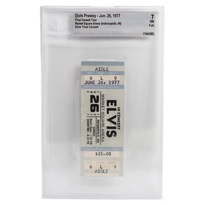 1977 Elvis Presley Final Concert Full Ticket Pair Gold & Silver Pawn Shop Single – Beckett NM 7