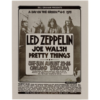 Led Zeppelin & Joe Walsh: Oakland Stadium 1975, Original Hand Signed Poster Art Gold & Silver Pawn Shop