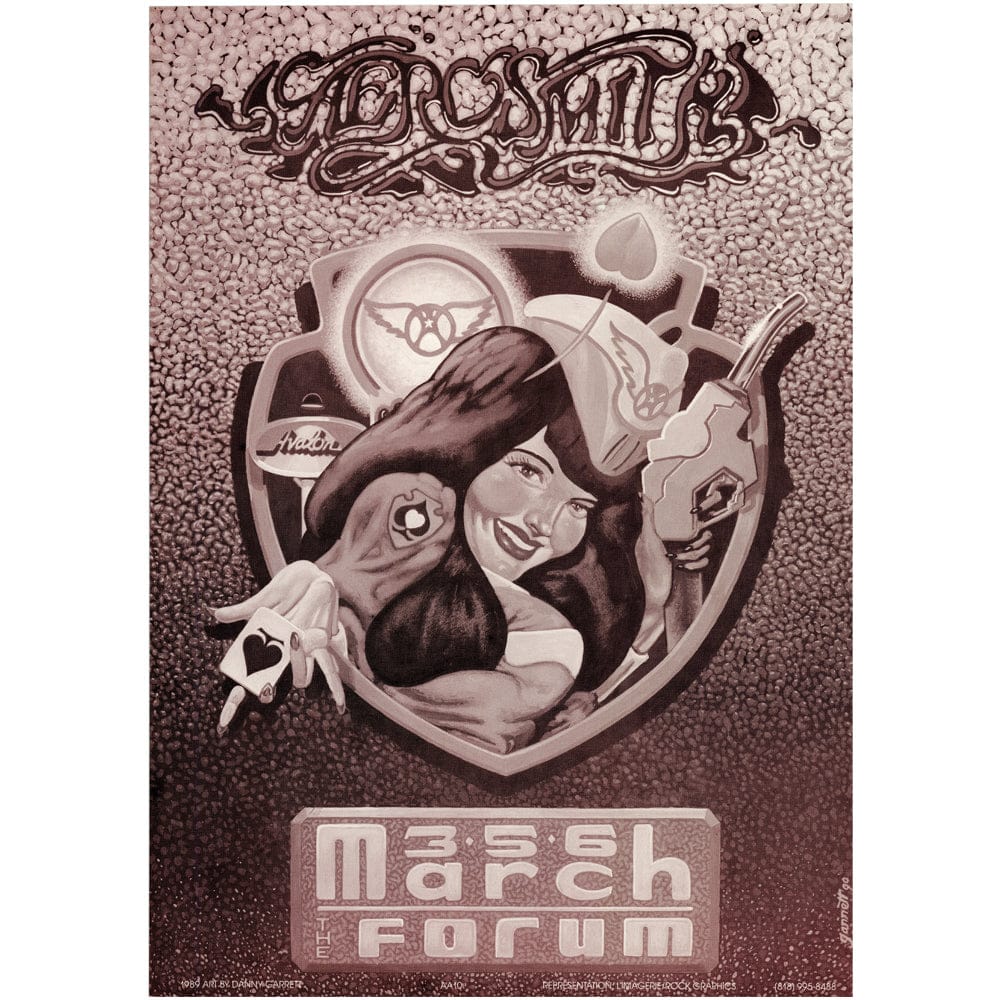 Aerosmith: Pump Tour, The Forum 1990, Original Concert Poster Art Gold & Silver Pawn Shop