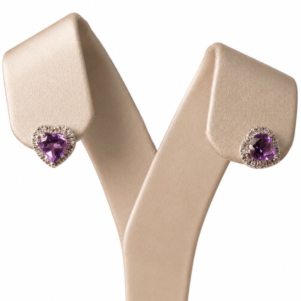 14K White Gold Amethyst & Diamond Heart Halo Stud Earrings
Gold & Silver Pawn Shop