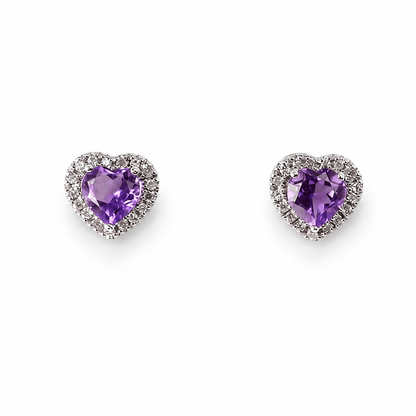 14K White Gold Amethyst & Diamond Heart Halo Stud Earrings
Gold & Silver Pawn Shop