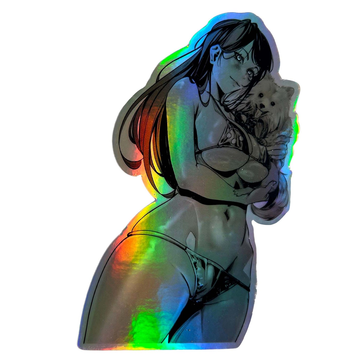 Anime Girl & Pinky Holographic Sticker Colors