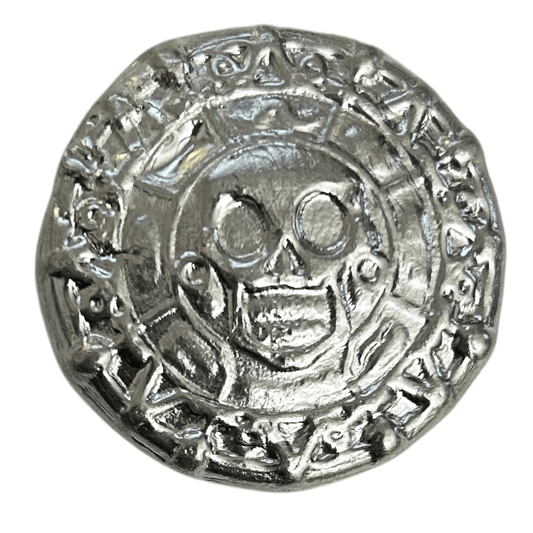 Aztec Skull 3 Troy Ounce .999 Fine Zinc Art Round