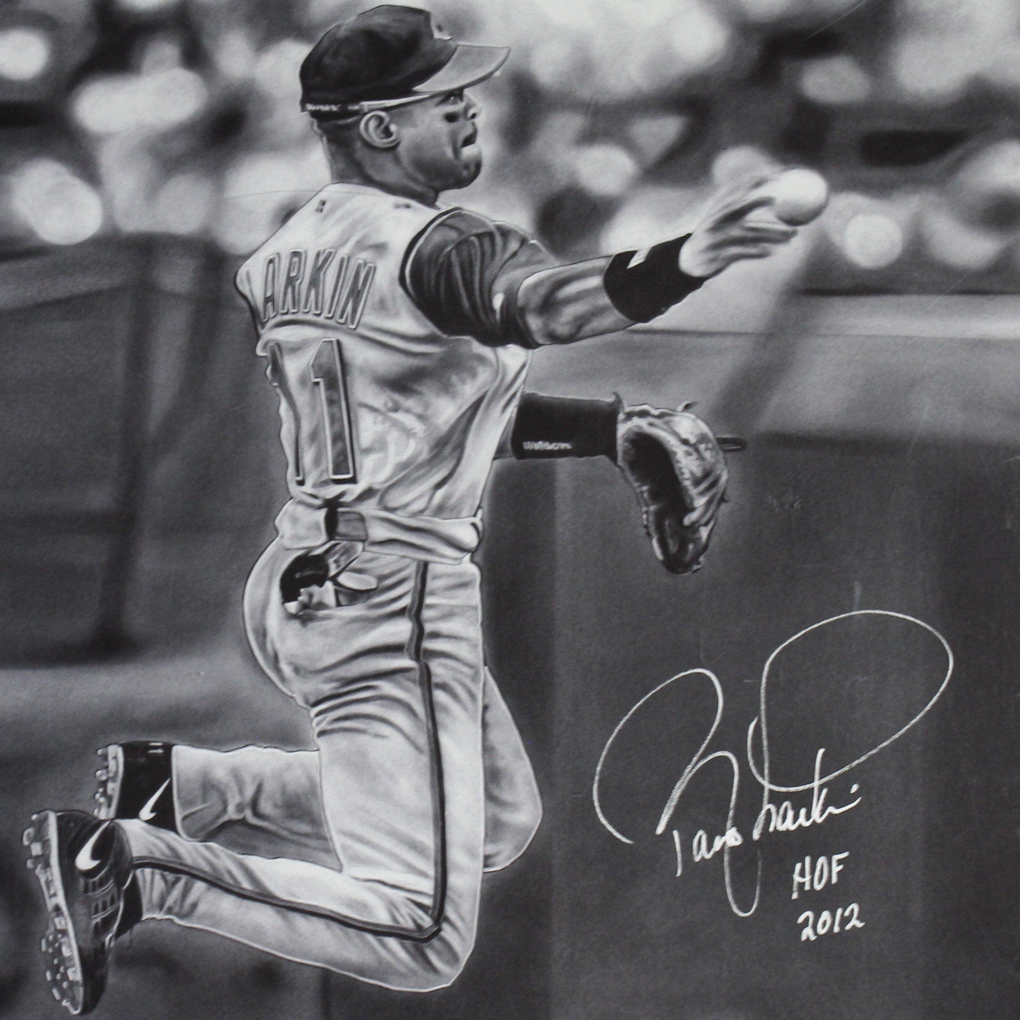 Barry Larkin MLB HOF Signed Giclee on Canvas by Dave Hobrecht