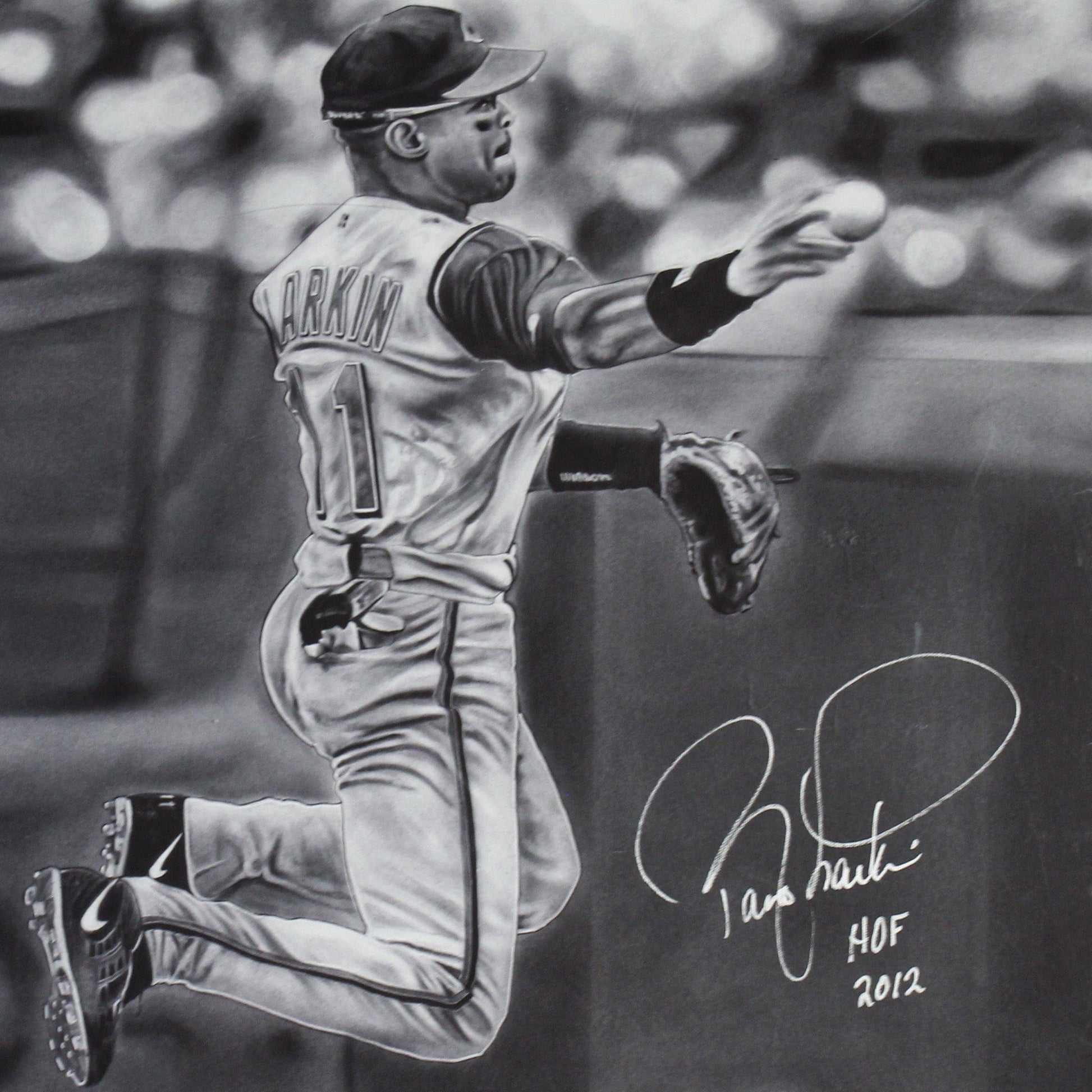 Barry Larkin MLB HOF Signed Canvas Print Front