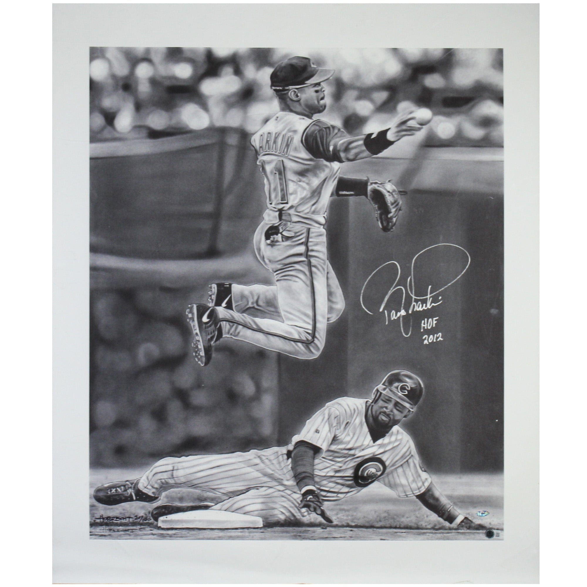 Barry Larkin MLB HOF Signed Giclee on Canvas by Dave Hobrecht