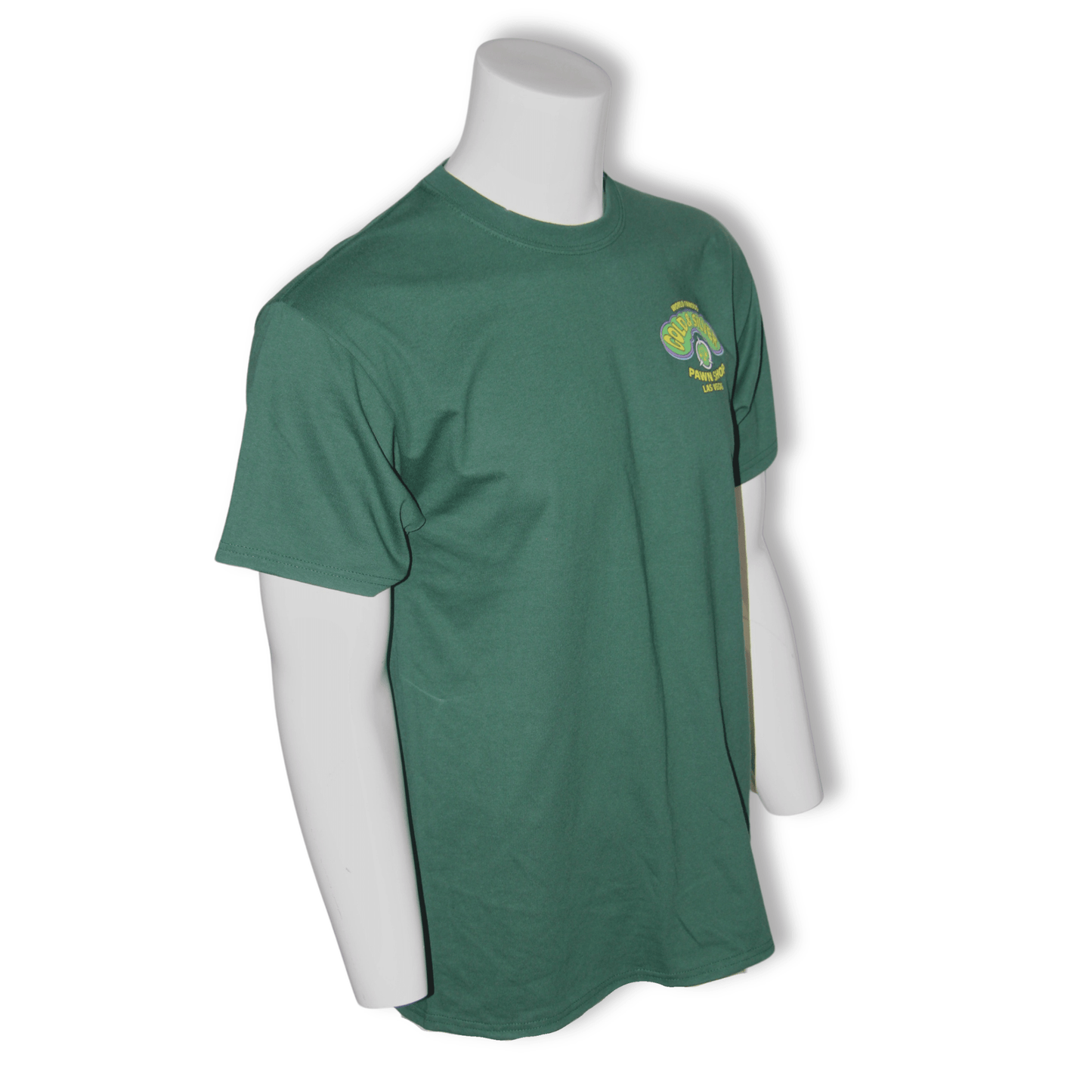 Gold & Silver Battle Toads Tshirt Green Front Angled